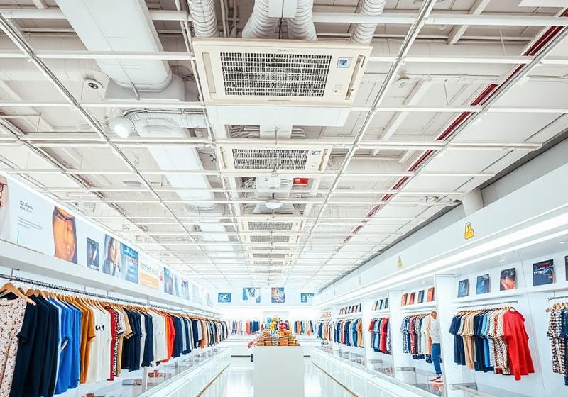 Tienda departamental con unidades de aire acondicionado en el techo